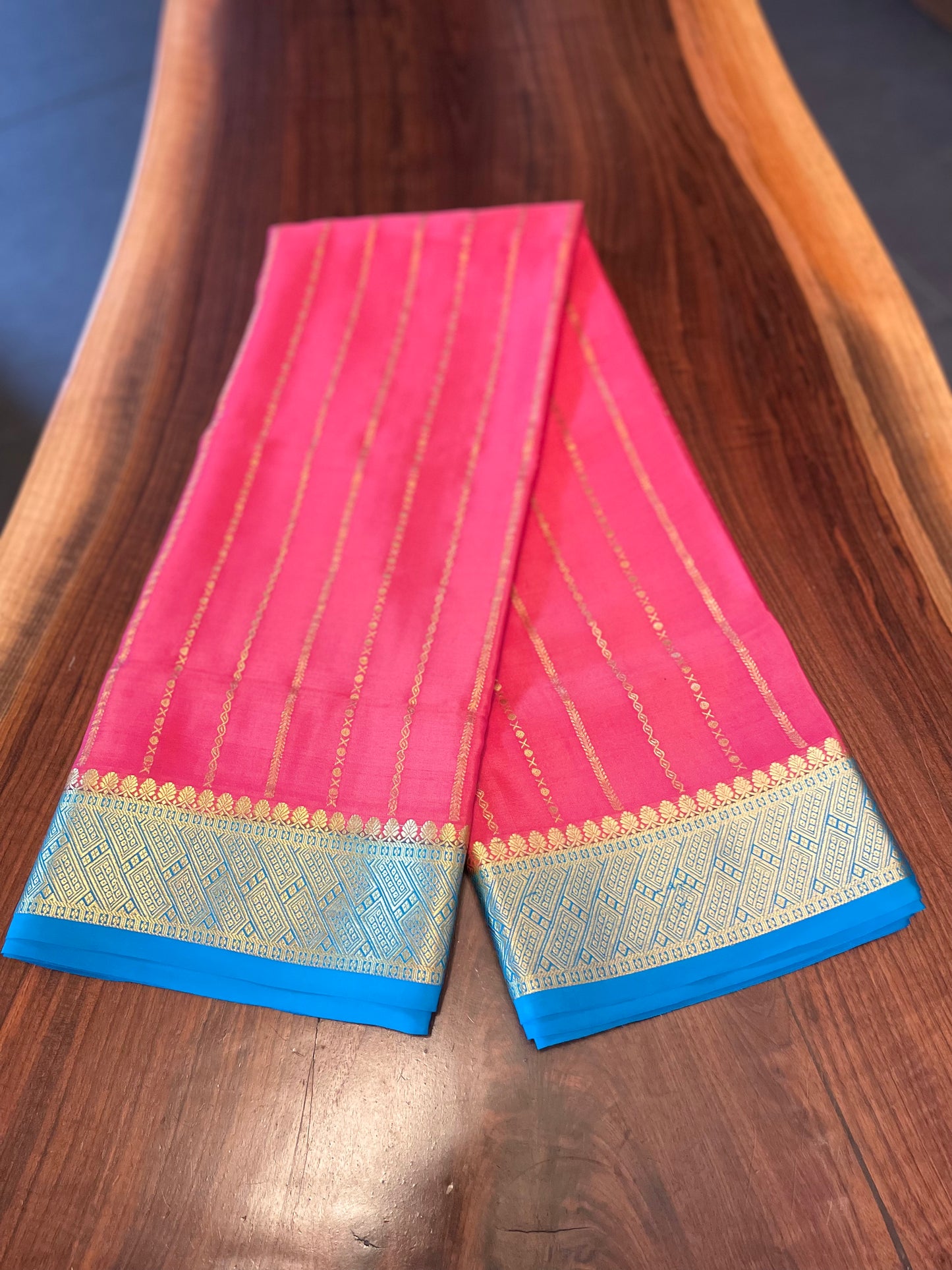 Pure Mysore Silk saree - Double sided contrast border(120Gsm)