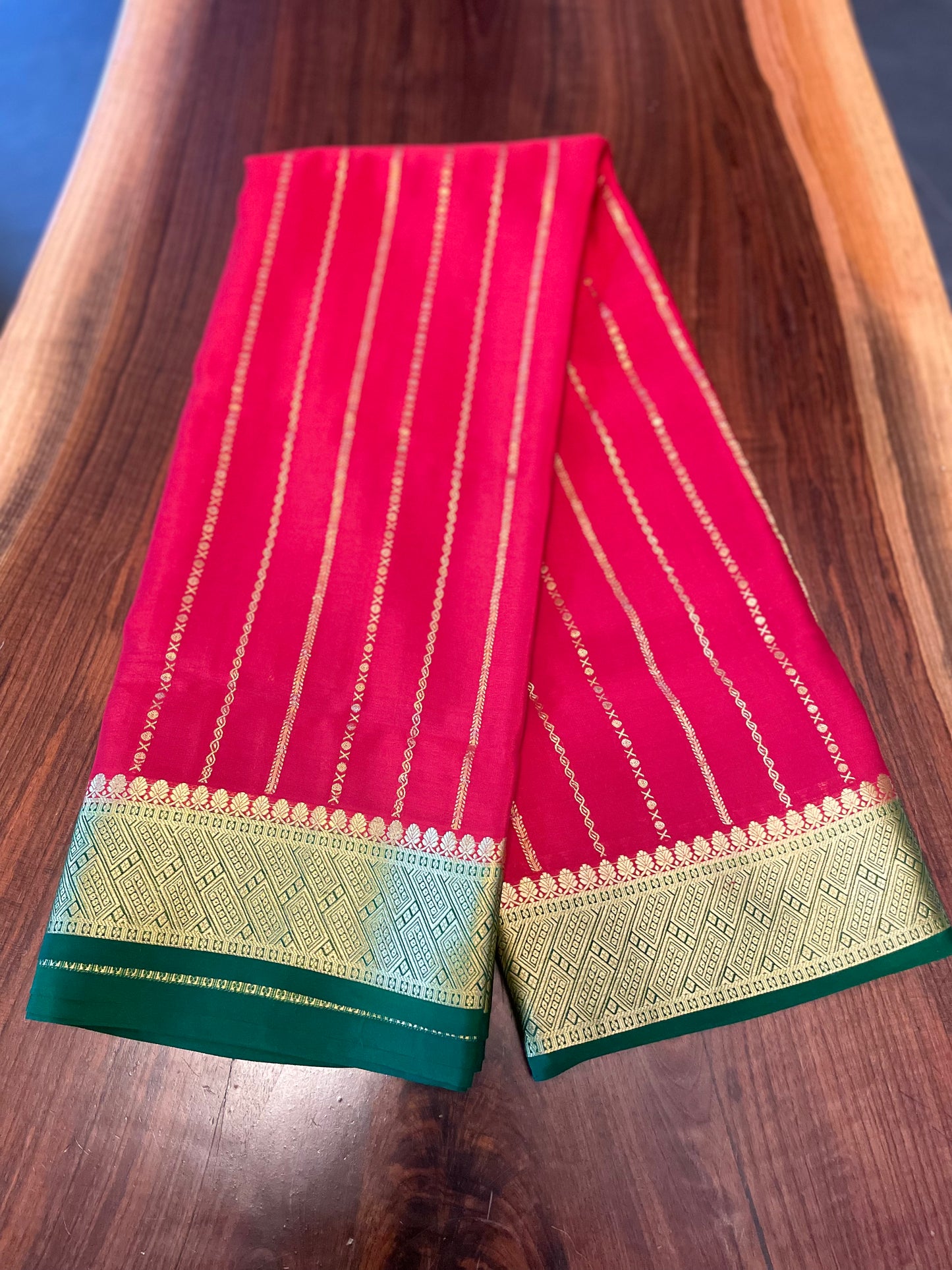 Pure Mysore Silk saree - Double Sided contrast Border(120gsm)