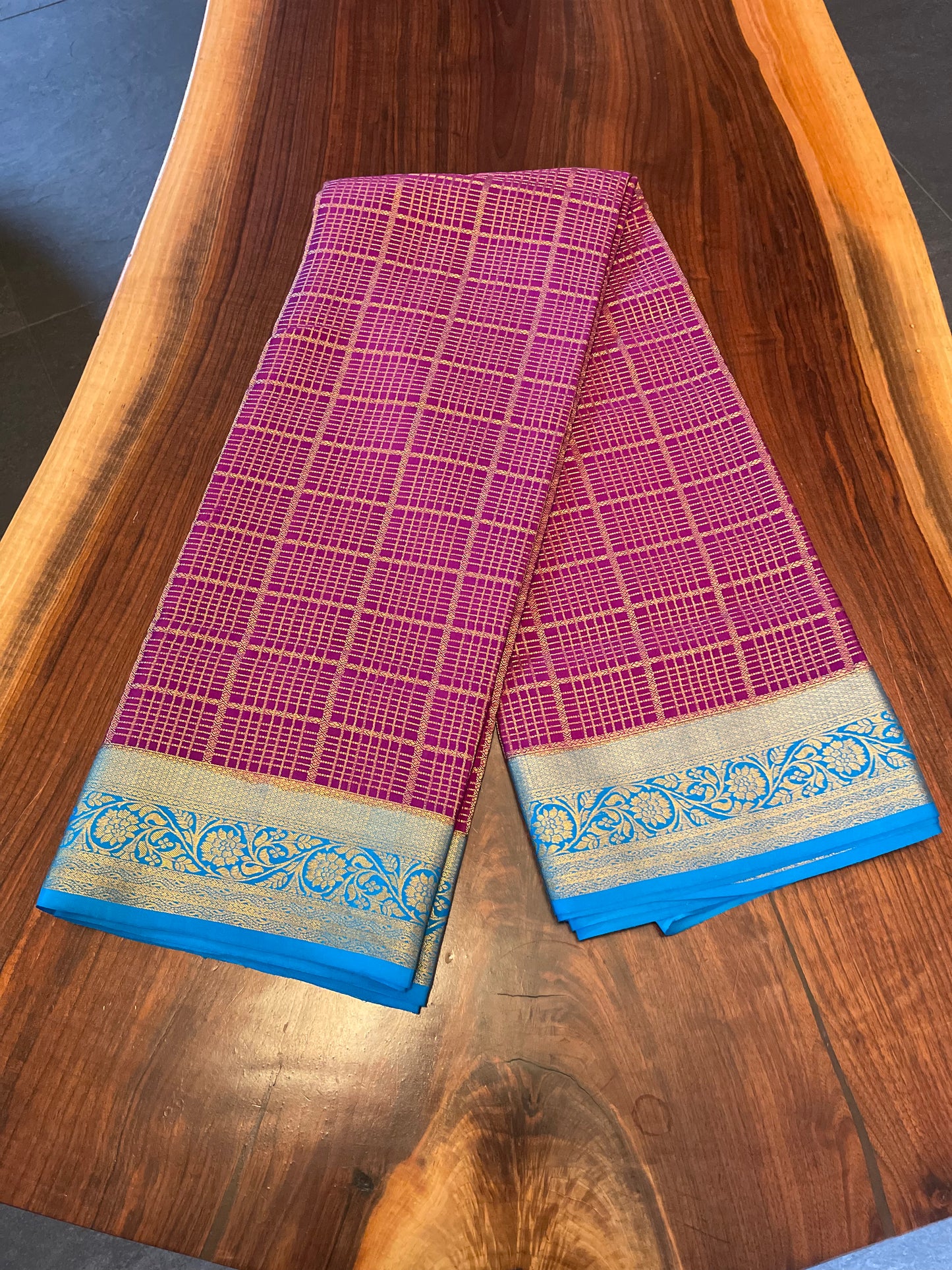Pure Mysore Silk saree - Double Sided contrast Border(140gsm)