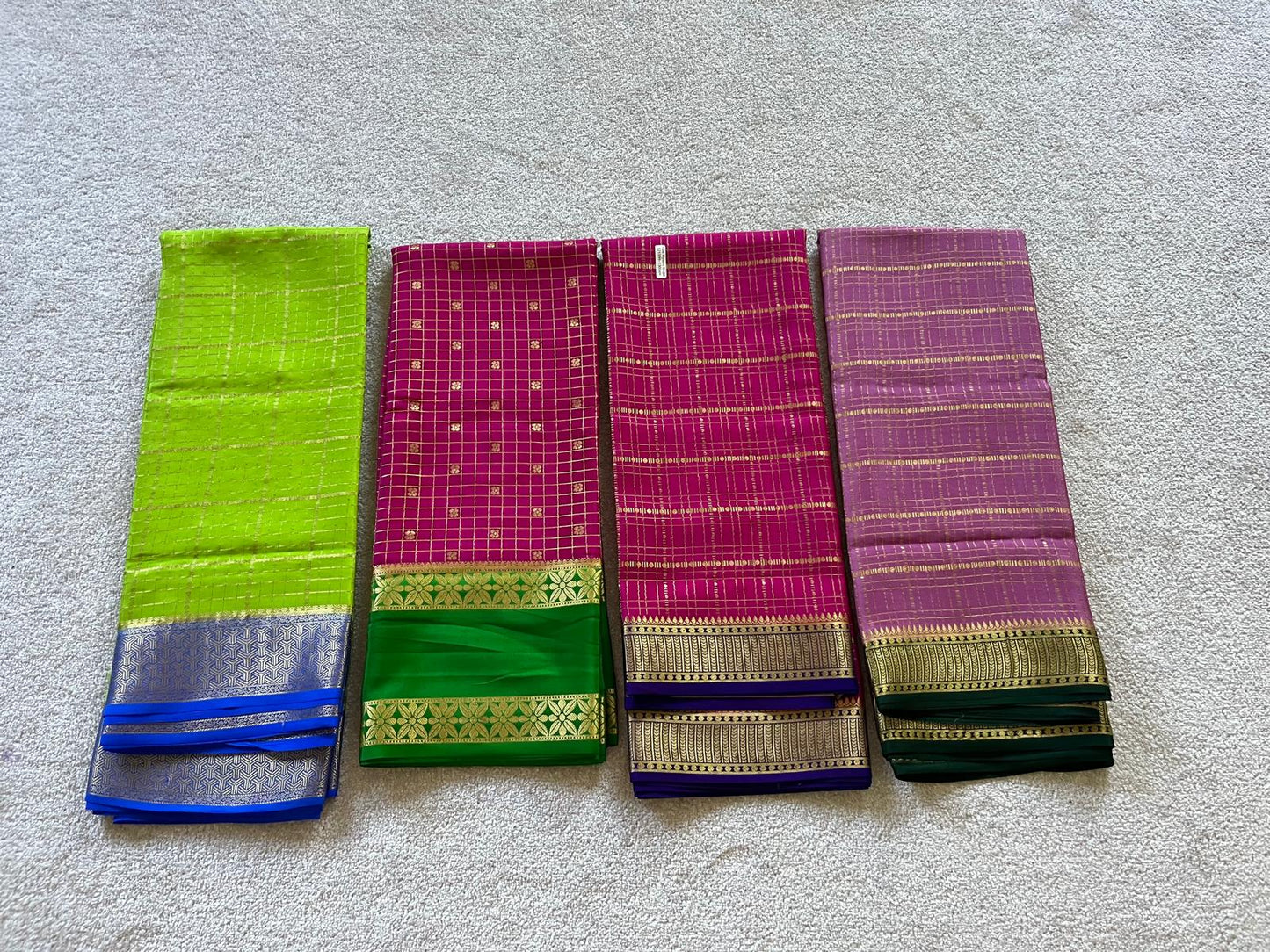 Pure Mysore Silk Saree - Double Sided lined border(130gsm)