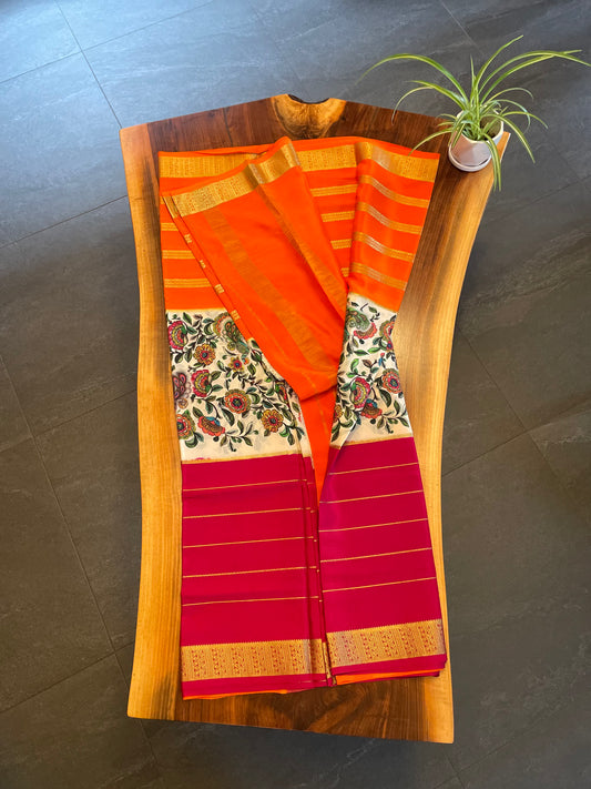 Pure Mysore Silk saree - Double sided border/printed body (135gsm)