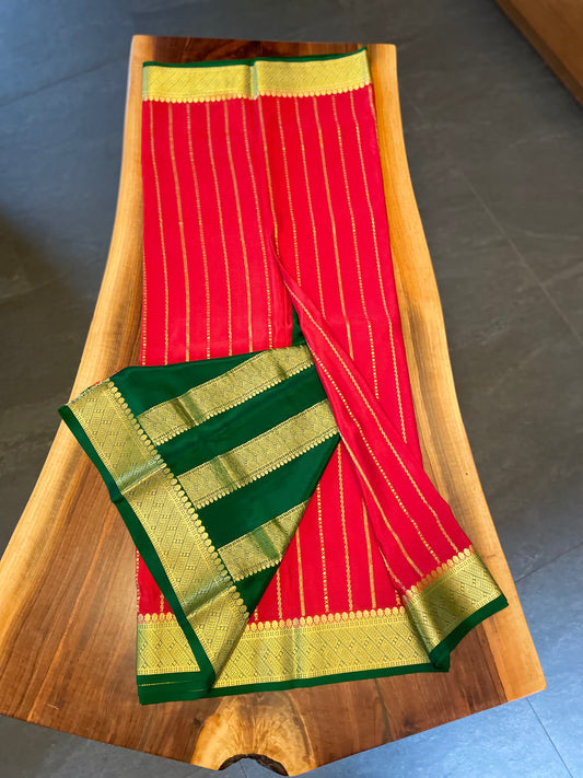 Pure Mysore Silk saree - Double Sided contrast Border(120gsm)