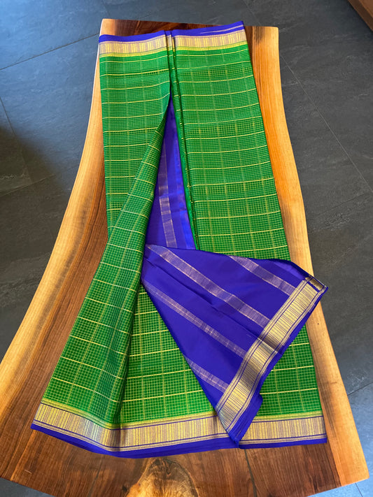 Pure Mysore silk Saree - Double Sided with contrast border (140gsm)