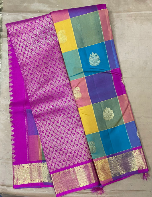 Pure Multi colour Kanjivaram Silk Saree