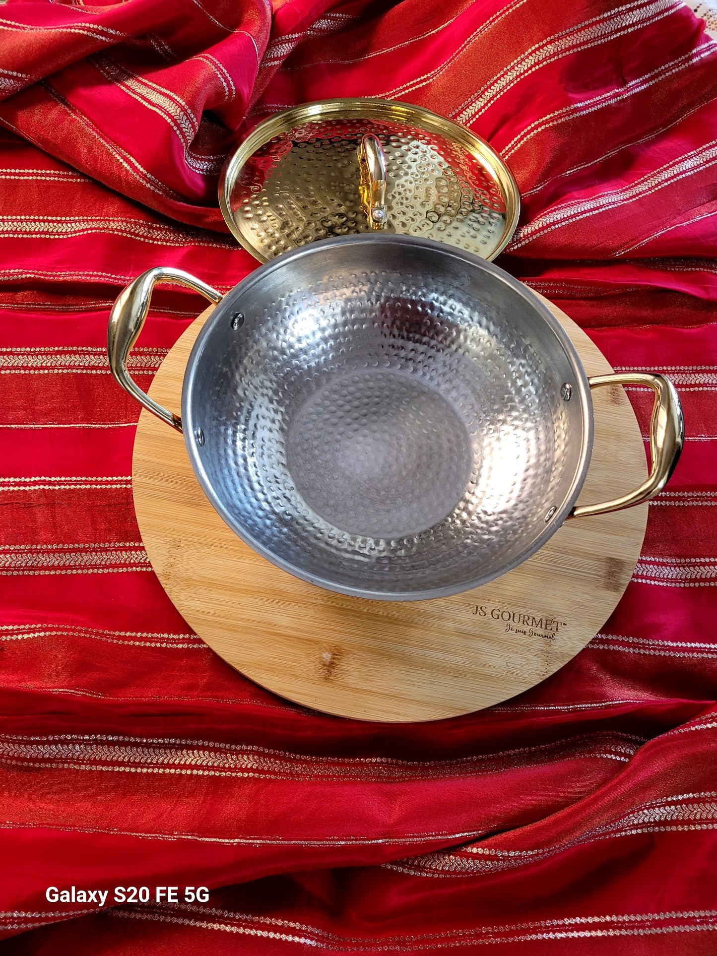 Brass Kadai/Wok with glass lid - Set of 3