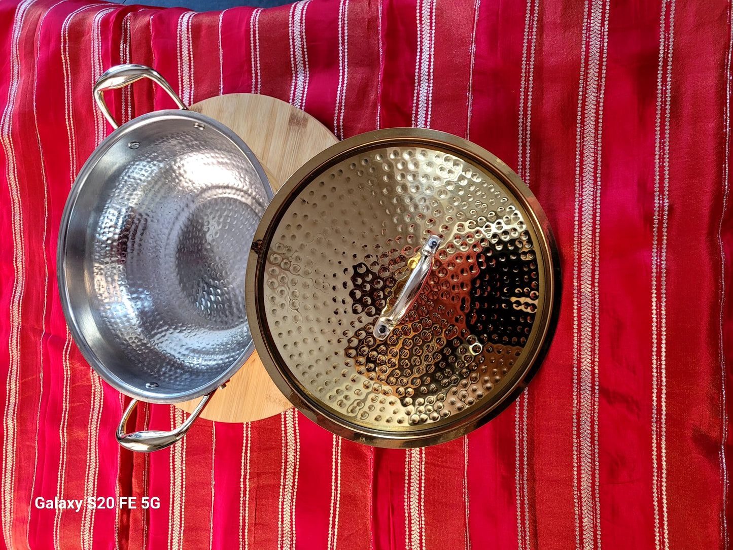 Brass Kadai/Wok with glass lid - Set of 3