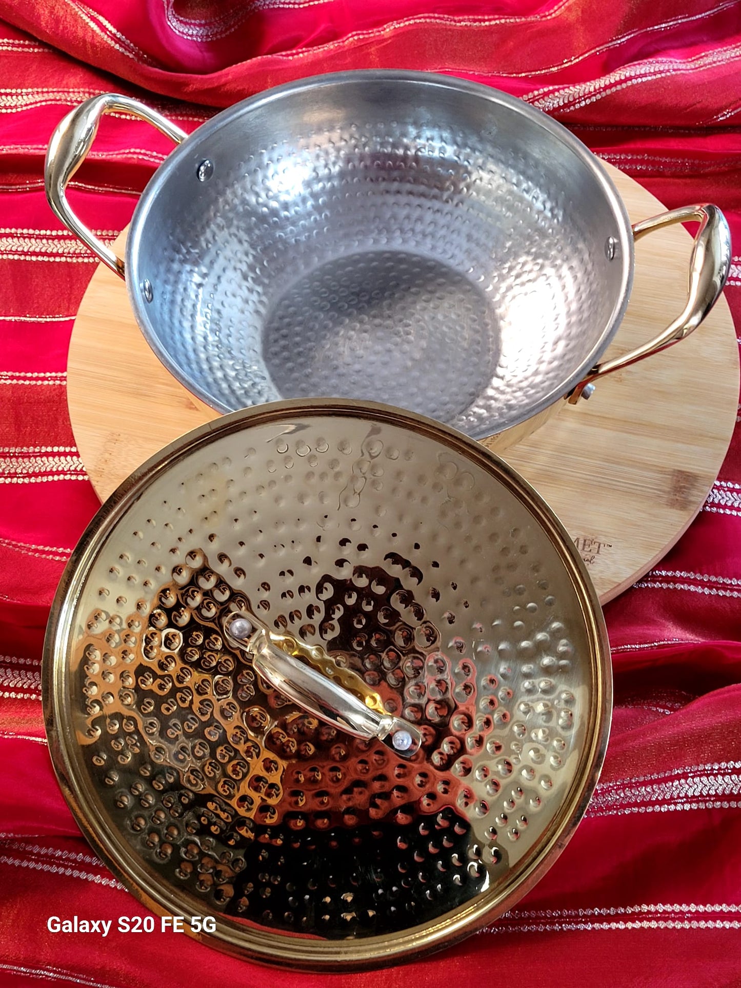 Brass Kadai/Wok with glass lid - Set of 3